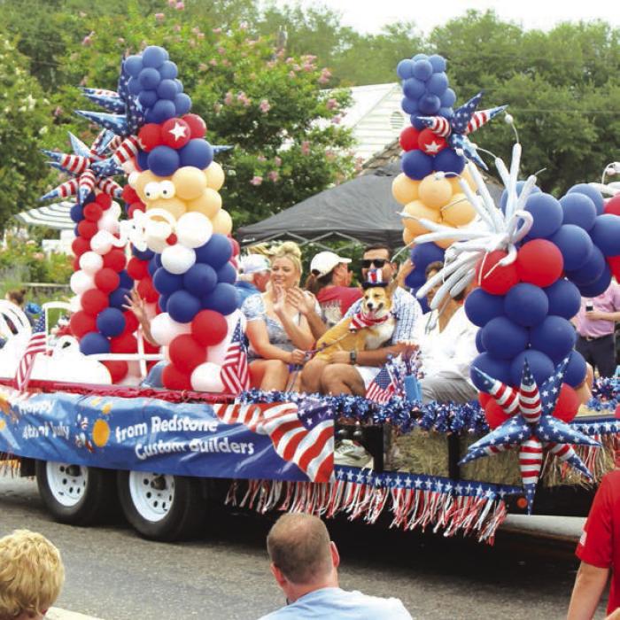 The 175th annual Round Top Independence Day celebration and parade drew thousands to Fayette County’s tiniest town. After speeches from local leaders on the town square, a cannon blast jolted everyone awake for a parade of over 100 entries that wove through the towns’ streets. Above are some images from that parade, where lots of red, white and blue came in all forms. Photos by Jeff Wick