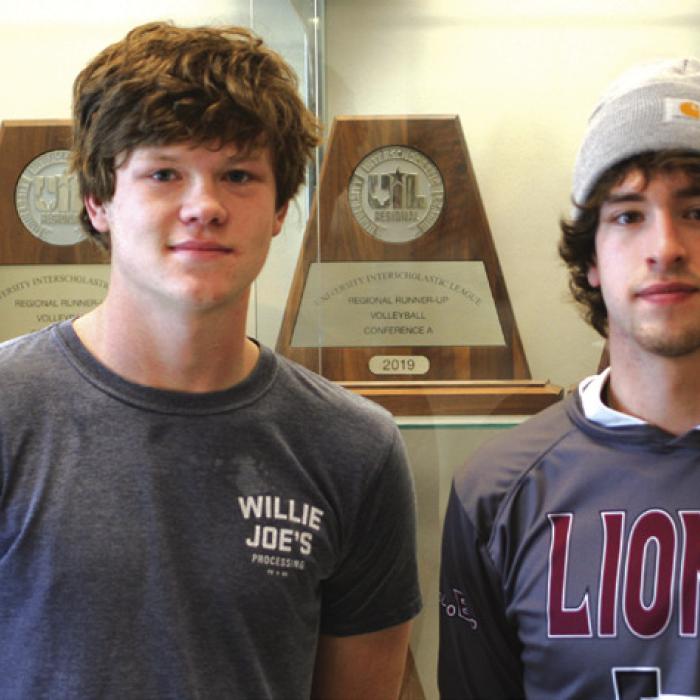 Jake Kubala, left, and Keagan Supak, right, of the Fayetteville basketball team.