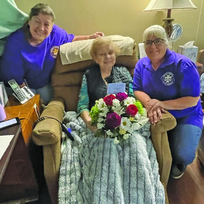 Left to right: Grace Lebeda, Regent, Lois Demel and Phyllis Valchar, Recording Secretary