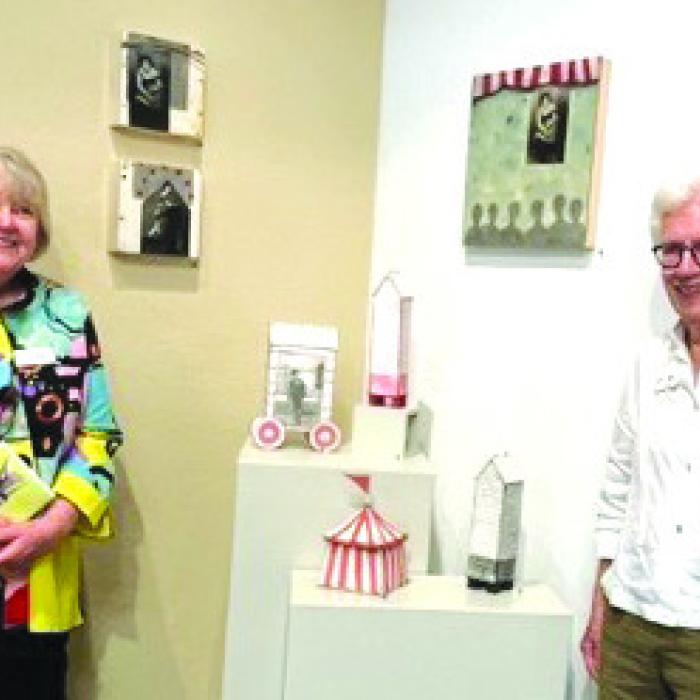 Artists Debbie Little Wilson and Mary Fisher at ARTS exhibit.