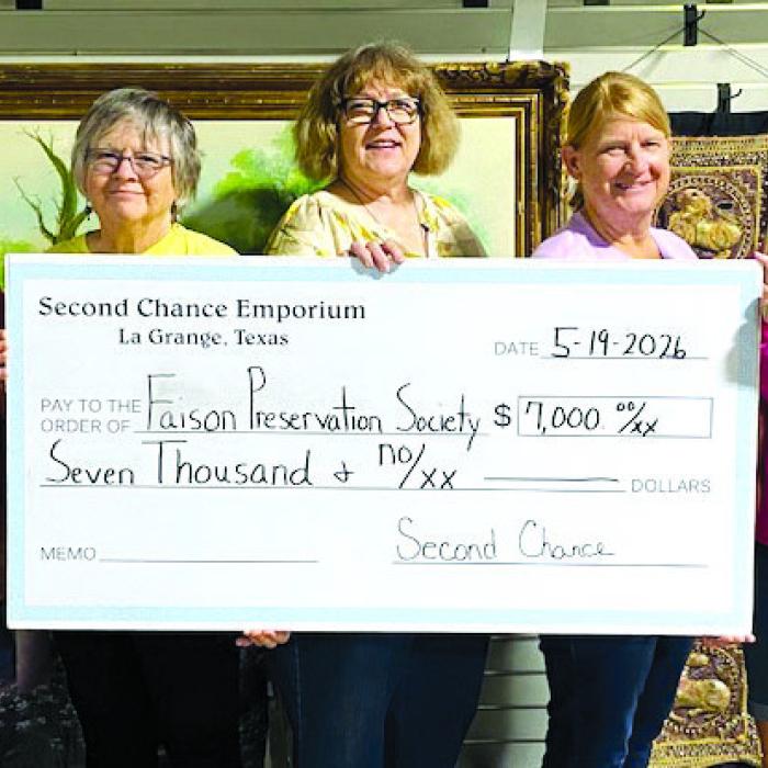 Second Chance Donates to Faison Society