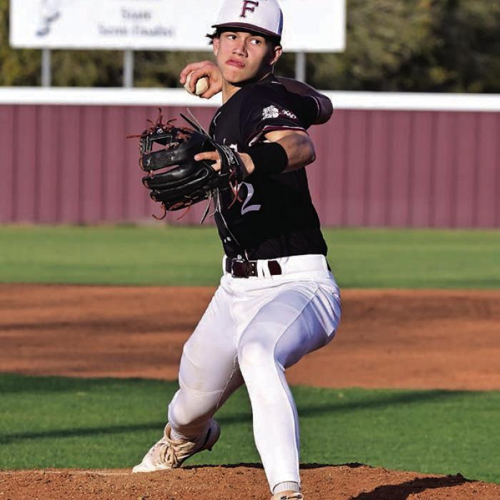 Senior Beck Zimmerman pitches for The Flatonia Bulldogs Tuesday. Flatonia defeated Schulenburg 5-4 in the district matchup. Photo by Stephanie Steinhauser