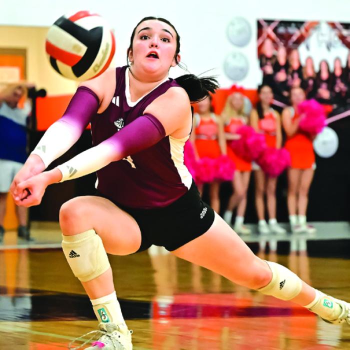 Kat Sullivan passes the ball for Flatonia in Tuesday night’s second district meeting with Schulenburg. The Lady Horns defeated Flatonia in three sets. Photo by Stephanie Steinhauser