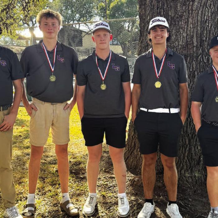 The members of the La Grange boys golf team are shown above after winning their home tournament last week. Left to right: Adrian Meneses, Collin Muesse, Cohen Conard, Dylan Kutchka and Grady Kocian.
