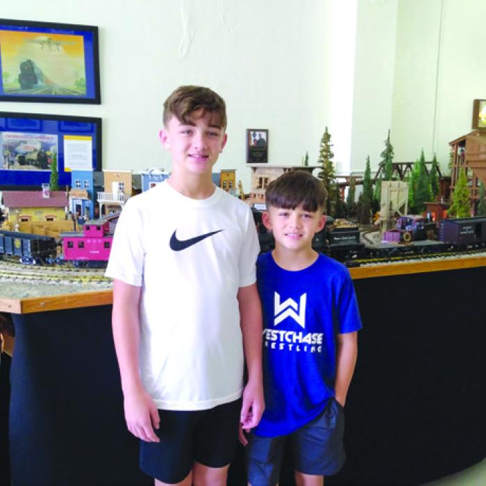 Kathy Chlumsky’s grandsons at the Train Musuem in Flatonia.