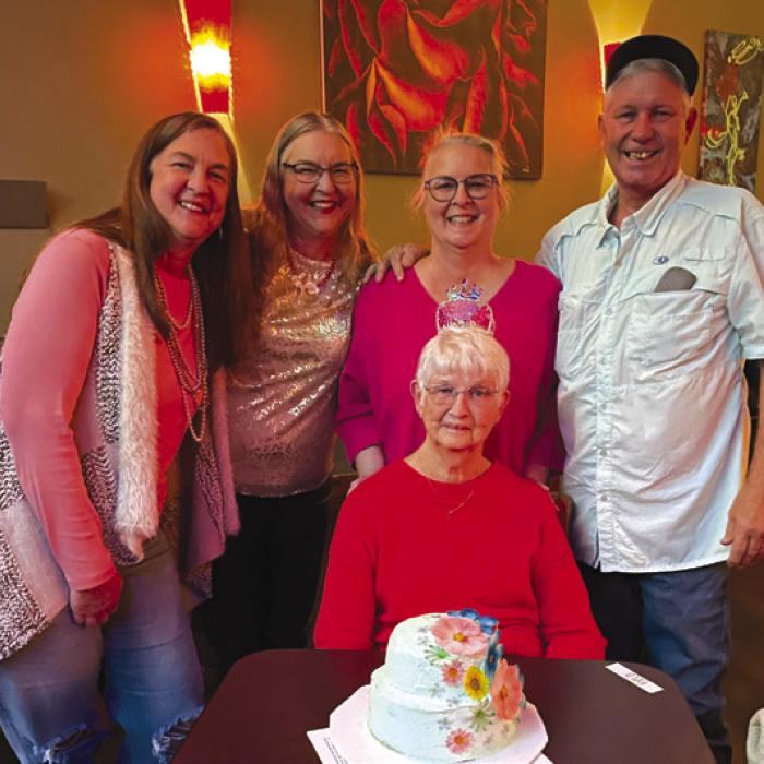 Virginia Tappe’s birthday celebration with Dana and Darrell Kulak, Beth Field and April Pospisil.