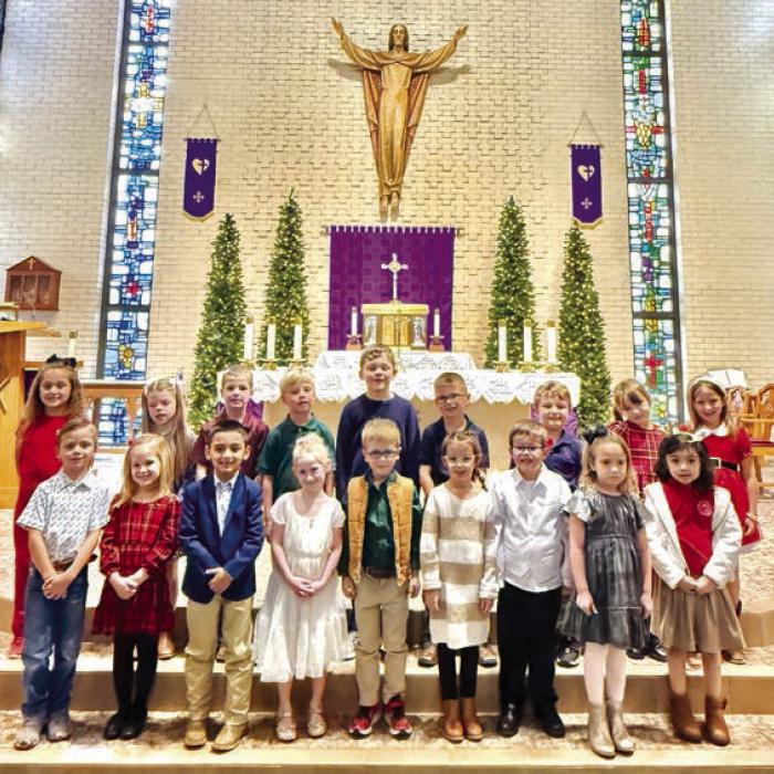 Kindergarten Top Row: Laramie Blackwell, Ella Zapalac, Cullen Berger, Hayes Mayer, Hudson Klesel, Tanner Jecmenek, Ethan Wagner, Hazel Freedman, Madeline Gulash. Bottom Row: Kyle Zigal, Julia Wied, Lucas Navarro, Hailey Riding, Lawson Hatfield, Teagan Newton, Oliver Kutilek, Willa Childs, Gracelynn Perez.