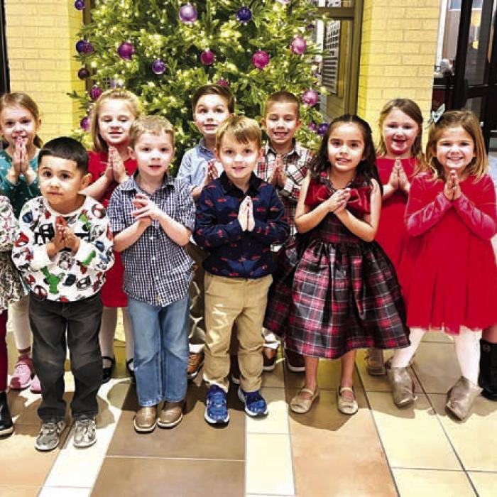 Pre-K4 (Mrs. Hughett’s Class) Back Row: Lucy Janda, Brooke Hartsell, David Wick, Jordi Zoch, Cecilia Rodriguez, Felicity Kubicek. Front Row: Paisely Barryer, Ismael Jaimes, Bowen Berger, Matthew McGonagle, Avery Garcia, Weslyn Childs. Not pictured: Tanner Sword.
