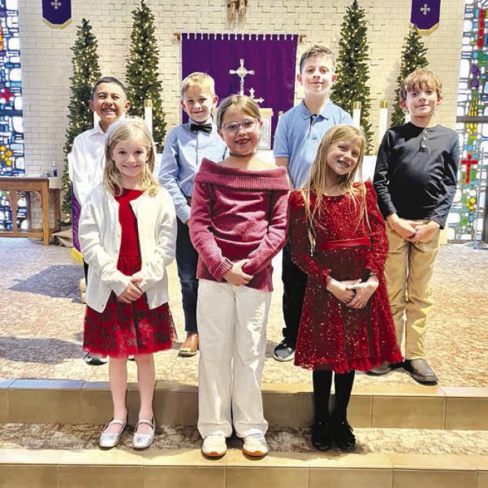 Third Grade Top Row: Angel Jaimes, Oliver Shelander, Mattison Bronson, Justin Janda. Bottom Row: Caroline Streiff, Macy Hodges, Quinn Hatfield.