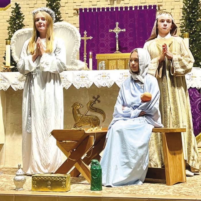 Sacred Heart Catholic School sixth grade class portraying the Nativity of our Lord.