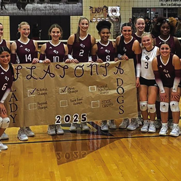 The Flatonia girls pose after Monday’s victory in Giddings over Thorndale.
