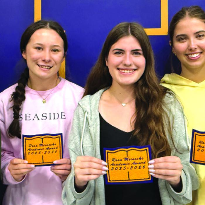 The Top 5-ranked graduating seniors have earned the Rosa Meinecke Award Patch sponsored by the Barton Family. In Alphabetical Order, left to right: Anthony Anzaldua, Eleanor Carey, Ellah Hill, Eryn Kutchka, Ella Nygren. The recipients for Cohorts 2027, 2028, and 2029 will be announced in August upon return to the new school year.