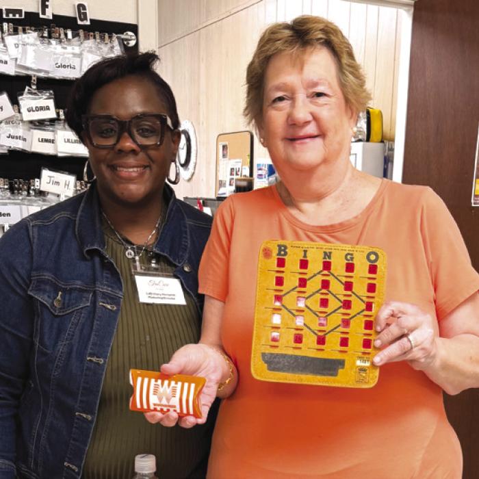 Carol Sharnberg was the lucky winner of the blackout prize in Schulenburg, winning a Whataburger gift card from La Brittany from True Care Living Center from Columbus.