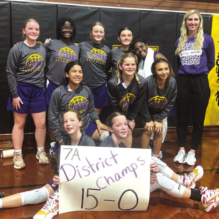 The La Grange 7th grade A team went a perfect 15-0 this season, which just ended last week. More info on all the middle school girls teams on Page B3 today.
