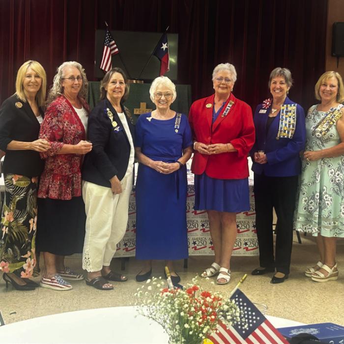 Newly installed 2026-2028 Smith-McMillan Chapter, NSDAR Officers (from left): Kim Joost, Librarian; not pictured Kyla Crumbly, Historian; Jackie Head, Treasurer; Laurie Patterson, Corresponding Secretary; Cathleen Tutt, Recording Secretary; Carolyn Caflisch, Registrar; Sherry Hebert, Chaplain; Kathy Schatte, Vice Regent and Gina Minzenmeyer, Regent. All were installed by State Historian, Karen McCloskey.