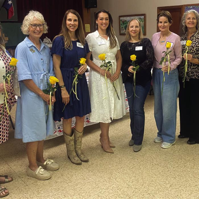 New members of the Smith-McMillan Chapter, NSDAR, were (from left): Transfers Julia Greer Stroup and Gayle Sword; new members Jamie Moreau, Susannah Mikulin, Christine Miller; prospective member Melissa Roberts; and new members Jodie Adams, and Kimberly Adams.