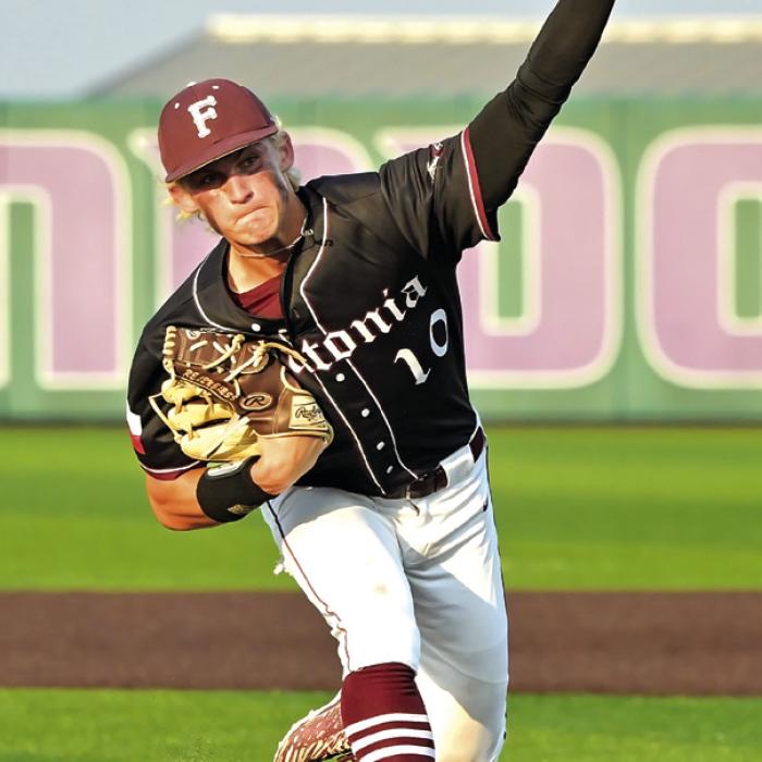 Flatonia’s Titan Targac hurled an amazing game in Saturday’s 2-0 victory over Johnson City in Austin, allowing just one hit and striking out 10. “We are extremely proud of our team and the way our players persevered in what was a great high school pitching duel,” Flatonia head coach Shawn Bruns said after the game. “Baseball is such a great sport and the playoffs are such an exciting time of the year.” Photo by Stephanie Steinhauser