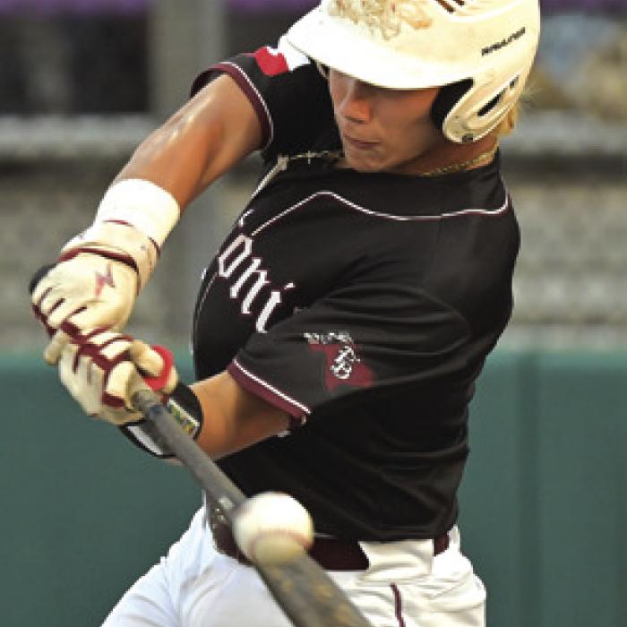 Beck Zimmerman singles and later scored for Flatonia. Photo by Stephanie Steinhauser