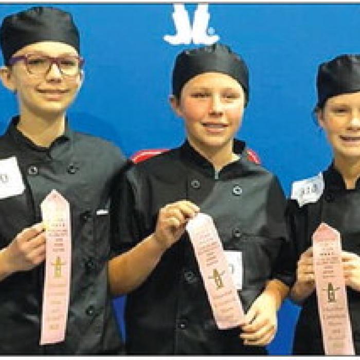 The Fayette County 4-H Junior Team consisting of Sawyer Mau, Allyson Kibby, and Tatum Fritsch placed 4th in the Junior Main Dish Category.