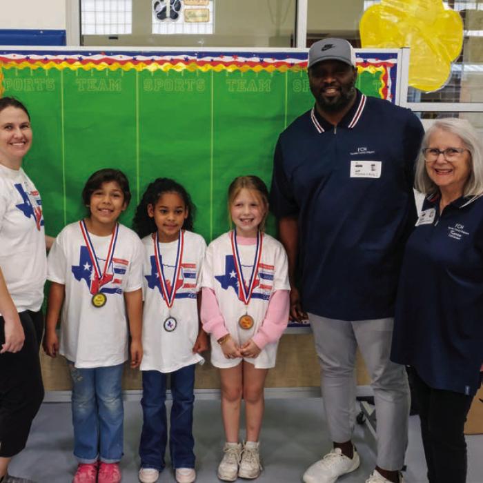 Pictured are the winners of the girls division along with volunteers from Fayette County Helpers: (from left) FCH volunteer Victoria Spindler, First Place - Avery Cardenas, Second Place - Mariah McKenzie, Third Place - Ruth Brugger, and FCH volunteers Jeff Kelly, Jr., and Karen Forest.