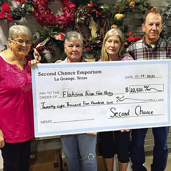 Second Chance Donates $28,500 To the Flatonia Area Food Pantry
