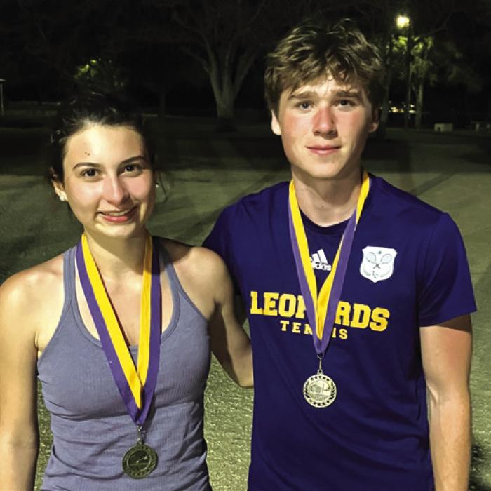 The La Grange Mixed Doubles team of Hailey Gonzalez (Sr) and Rogan Mihatsch (So) placed first in Shiner.