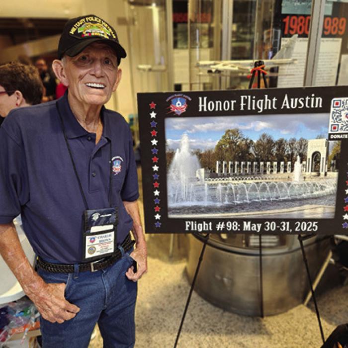 Charlie Brown of Rabbs Prairie was among several dozen Central Texas veterans who participated in Honor Flight #98 out of Austin on May 30-31. They visited the monuments and Arlington National Ceremony.