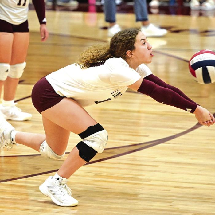 Emma Kosler passes for Flatonia in the 5th set of Tuesday’s game with Gonzales in Flatonia. Photo by Stephanie Steinhauser