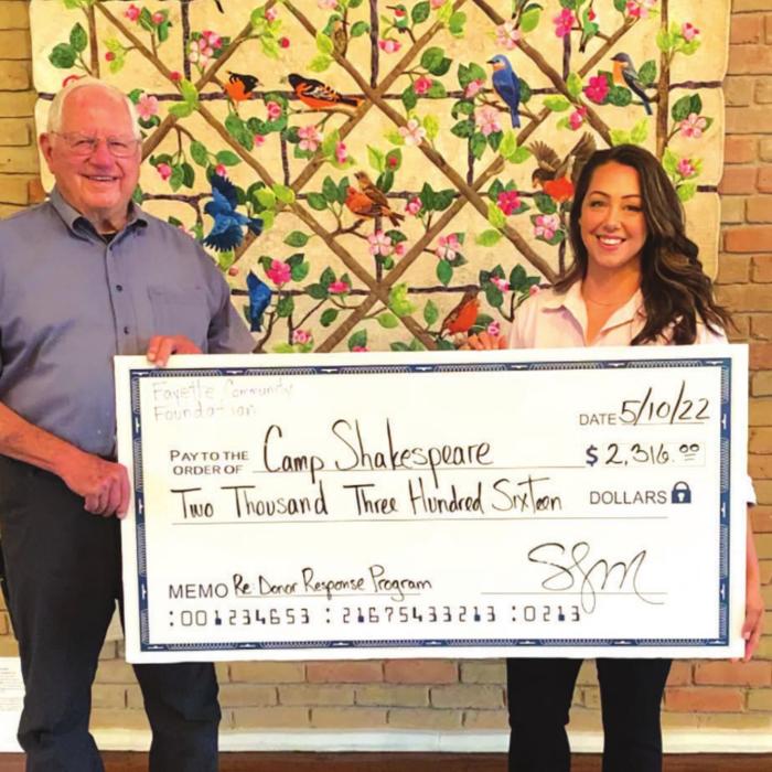 Fayette Community Foundation Gives Grant to Camp Shakespeare