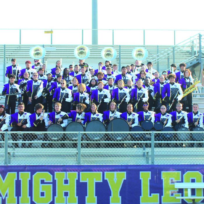 The La Grange High School Band gathered for this group photo prior to the start of the season. The Leps recently placed third in Division II at the US Bands competition in Buda.