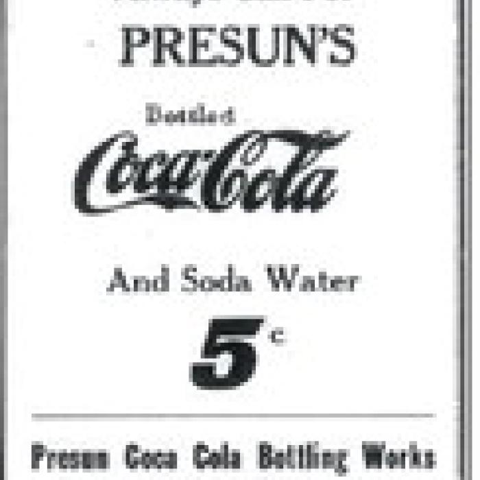 Advertisement for Presun Bottling Works in the Aug. 5, 1926 issue of the La Grange Journal.