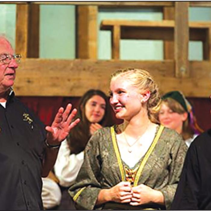 James Ayres instructs actors in the Shakespeare at Winedale program.