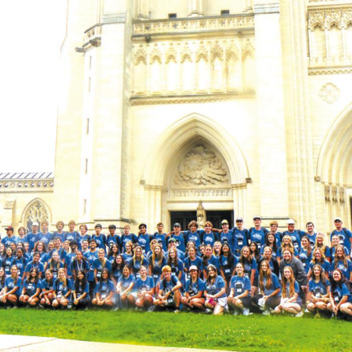 Fayette Electric Cooperative’s Youth Tour winners join fellow Texas students at the Washington National Cathedral during last year’s trip to the nation’s capital.