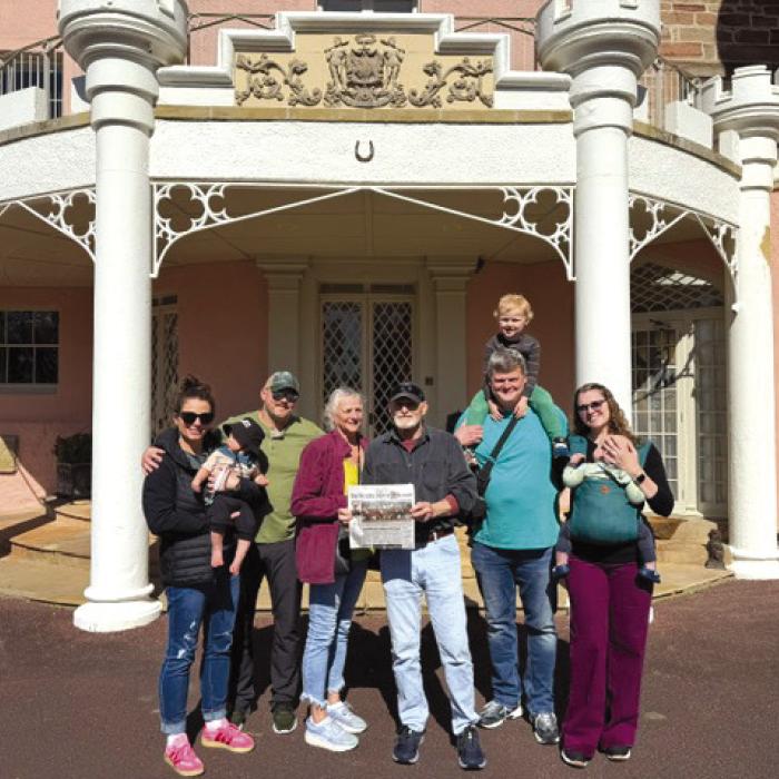 The Ross Family visited the ancestral home of Clan Ross, Balnagowen Castle in Tain, Scotland. Pictured are Chris, Celeste and Hardy Ross of Corpus Christi; George and Karen Ross of La Grange; Matt, Andrea, Henry and George Ross of Washington, D.C.
