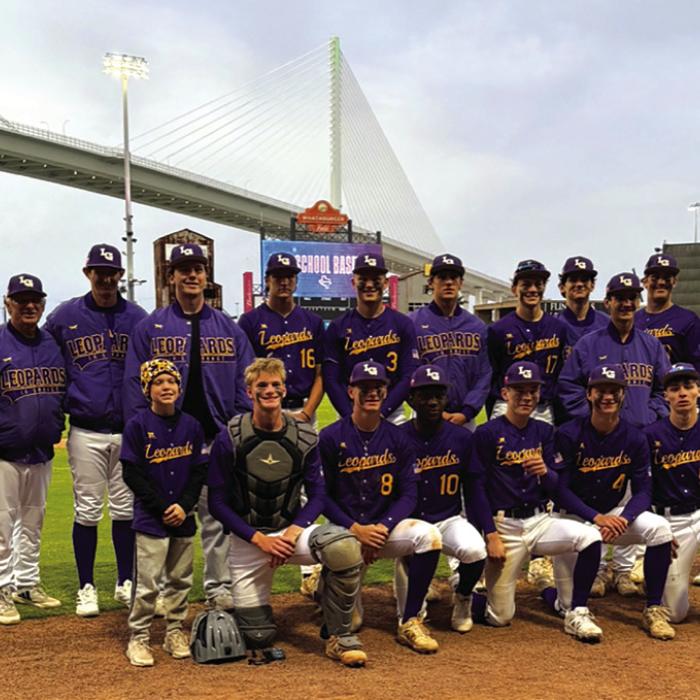 The members of the La Grange baseball team celebrate their victory Monday at Whataburger Field in Corpus Christi.