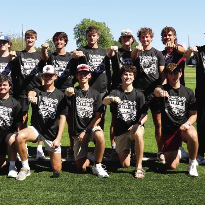 The members of the 2025 Fayetteville Lions baseball team had a busy Sunday celebrating the title they won back in June when they downed Gordon 4-2 to win the program’s fourth state baseball crown. The Lions were the parade marshals for the Lickskillet parade Sunday and then they got their championship rings during a celebration at the Lions ballpark. The team is shown above, and below left is a close up of some of the players with their rings.