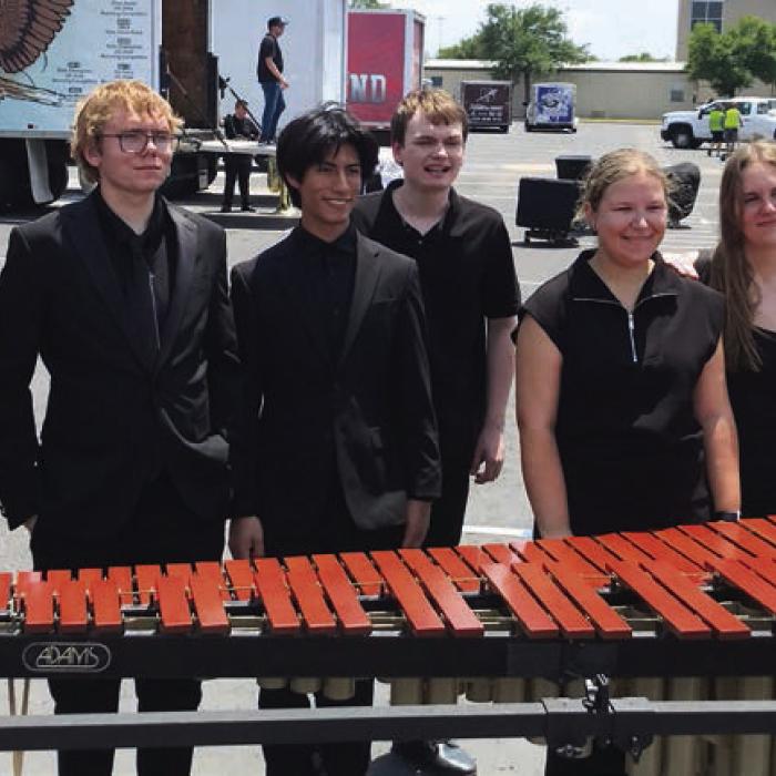 Percussion Ensemble: Vanessa Adams, Trey Dalton, Hannah Gross, Nora Hunt, Slade Jecmenek Marissa Muras, Gabriel Vega.