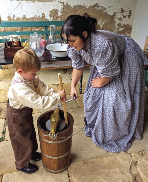 Friday’s popular ice cream social allows visitors to make batches of homemade ice cream.