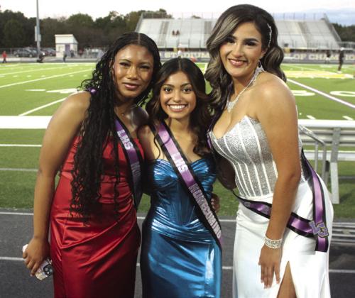 La Grange homecoming sweetheart nominees were, left to right: Joy Moore, Alley Olvera and Melissa Gonzales. Moore was announced as the winner before the game.