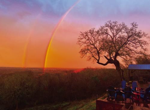 Bill Fisher captured this stunning photo from on top of the bluff Saturday evening of a rainbow over La Grange at sunset.