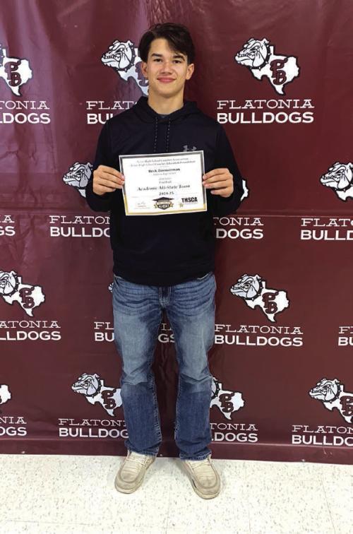 Congratulations to Flatonia senior Beck Zimmerman for being named to the 2nd Team Academic All State THSCA Football Team.