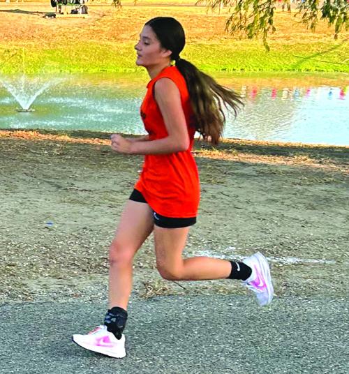 Schulenburg’s Arely Cortez runs in Shiner.