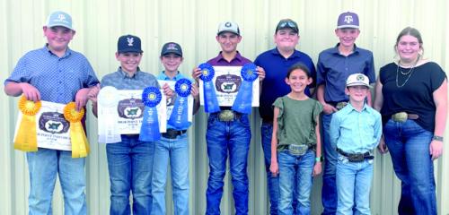 Pictured front from left: Emma Zweschper and Rowdy Guenther; back row: Abraham McBride, Hudson Holub, Crockett Guenther, Dylan Zweschper, Rilan Karisch, Holden Holub, and Rheagan Karisch.