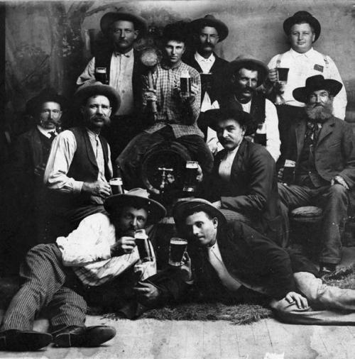 Eleven friends from Schulenburg area posed around a keg of beer, circa 1900. They are identified as John Nordhausen, Alfred Wolters, Bill Voelkel, Henry Skarke, “Old” Kleiber, Christian Gabler, “Old” Miksch, Emil Schultz, Sr., Stanislav Becvar, Franz Rabel, and Huebner (a shoemaker); photo courtesy of the Fayette Heritage Museum &amp; Archives.