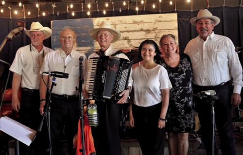 Polka Friends Duane Wavra, Donnie Wavra, Robert Herridge, Ella B, Allison Crowson and Rick Weiss. Photo courtesy of Gary McKee