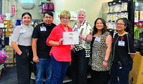 The La Grange Branch of the Salvation Army recently presented the La Grange H-E-B Store Manager and employees with a certificate in recognition of their store’s participation in the 2025 Salvation Army’s “Ring in A Miracle” Campaign. The La Grange H-E-B was one of the top 10 stores in their region collecting for the campaign. Show from left to right: Ariel Torres, Samuel Morales, Sally Garrett, Salvation Army Board Member, Liz Barta, H-EB Store Manager; Monica Harbers, and Jade Sanchez.