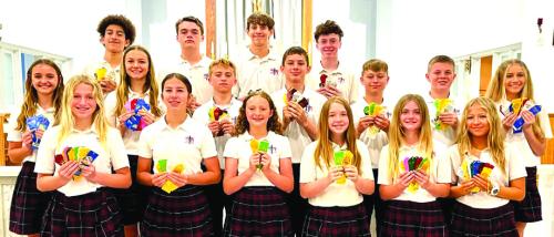 7th-8th grade Photo: Front - Saybra Pinney, Courtney Magliolo, Caroline Bartek, Reese Dusek, Mallory Bonner, Layney Connor; 2nd Row - Miranda Bonner, Layne Besetzny, Weston Hollas, William Eudy, Brett Hollas, Bo Brossmann, Jenna Guentert; Back - Denver Carr, Brock Seger, Adam Schramek, Charlie Shank.