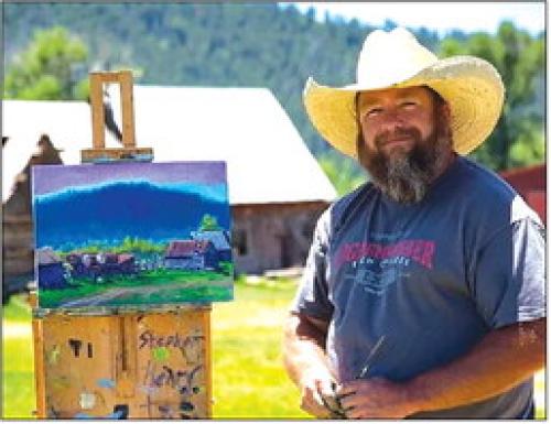 Stephen Henry with one of his plein air paintings.