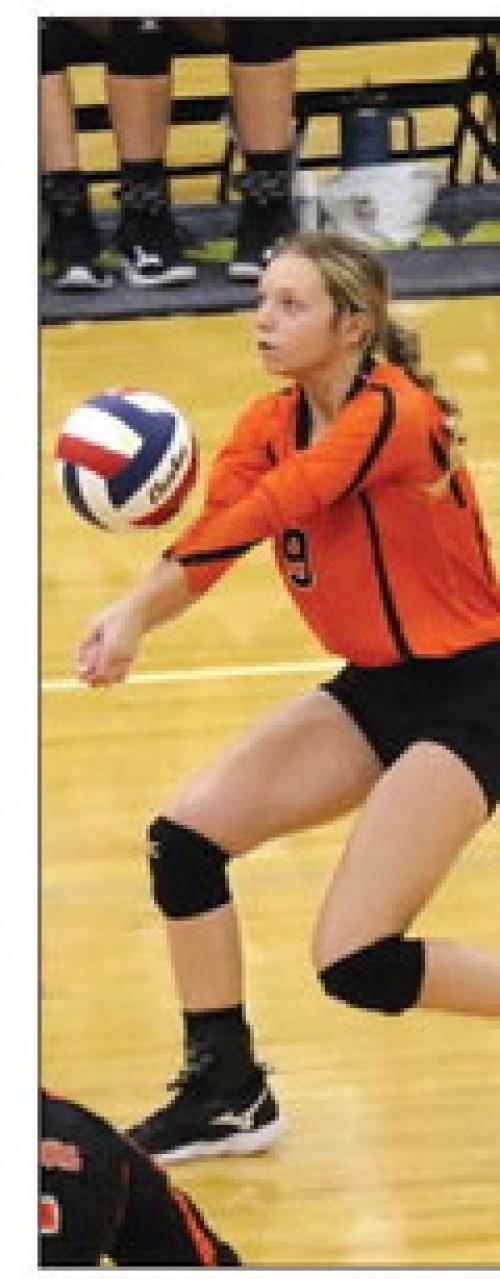 Schulenburg’s Michaela Kollman digs a ball in Monday’s playoff match. Photo by Audrey Kristynik