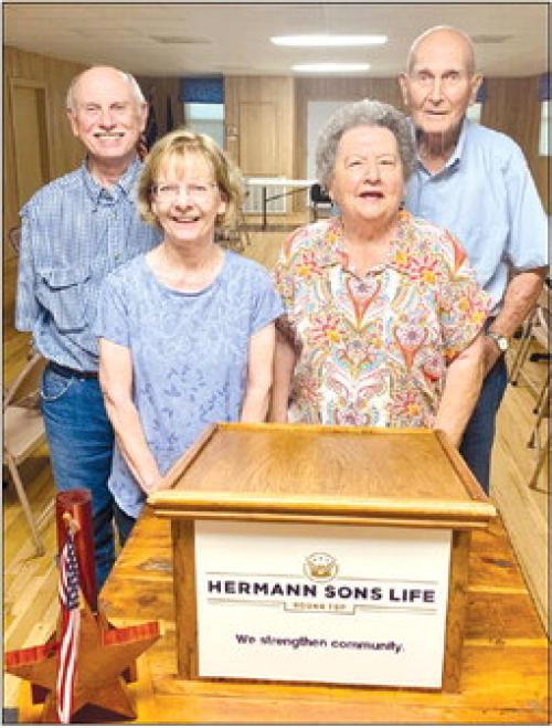 Joann and Ray Ullrich and Jocie and Floyd Braun, members of Round Top Hermann Sons Life Lodge 151, who celebrated anniversaries in August.